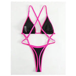Cikini Summer Beach Women's Contrast Trim Halterneck One-Piece Swimsuit Sexy Swimwear Bathing Suit