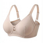 Plus Size Wireless Bra Women Nude Ribbed Bralette Removable Pads Full Coverage High Support Comfortable Everyday Lingerie MR3606