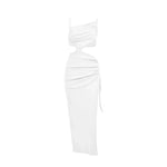 Women Long Dress Sleeveless Spaghetti Strap Hollow Out Split Dress Evening Party Elegant Sexy Dresses Summer
