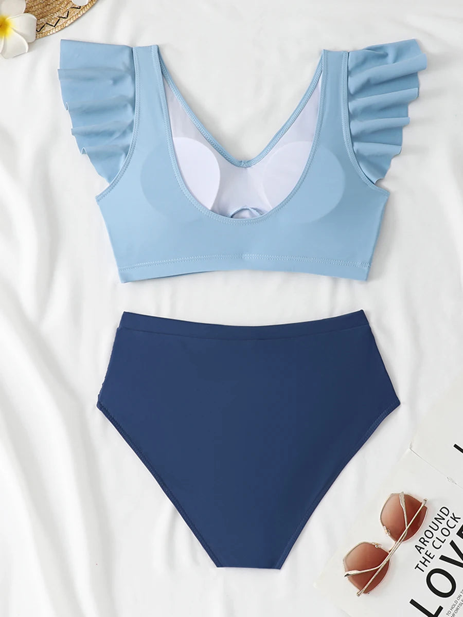 2026 Ruffle Bikinis Women Sexy Swimwear Female High Wasit Swimsuit Bathers Bathing Swimming Swim Suit Beachwear Summer