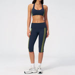 Summer Color Blocked Yoga Sets Women Slim Sports Bra High Waist Pants Fitness Suits Outwear Gym Running Push Up Workout Clothes