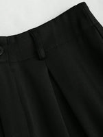 Women's Elegant Jacquard Pleating Wide-Leg Pants Office/Commuting Solid Color Loose Casual Suit Pants, Autumn/Winter