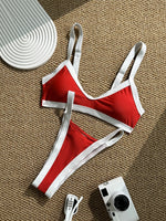 DEKA Swimsuit Bordered Bathsuit Bikini Set Women Swimwear Beachwear Female Bathing Suit Patchwork Basic Bikini Push-up Swim