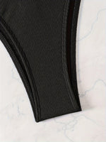 ZTVitality Sexy Bandeau Rib Knit Tie Side Black Bikini Set 2024 Biquini New Arrival Padded Strapless Swimsuit Women's Swimwear