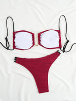 DEKA U Neck Wrinkled Crinkled Bikini Women Swimwear Female Swimsuit Two-pieces Bikini set High Cut Bather Bathing Suit Swim
