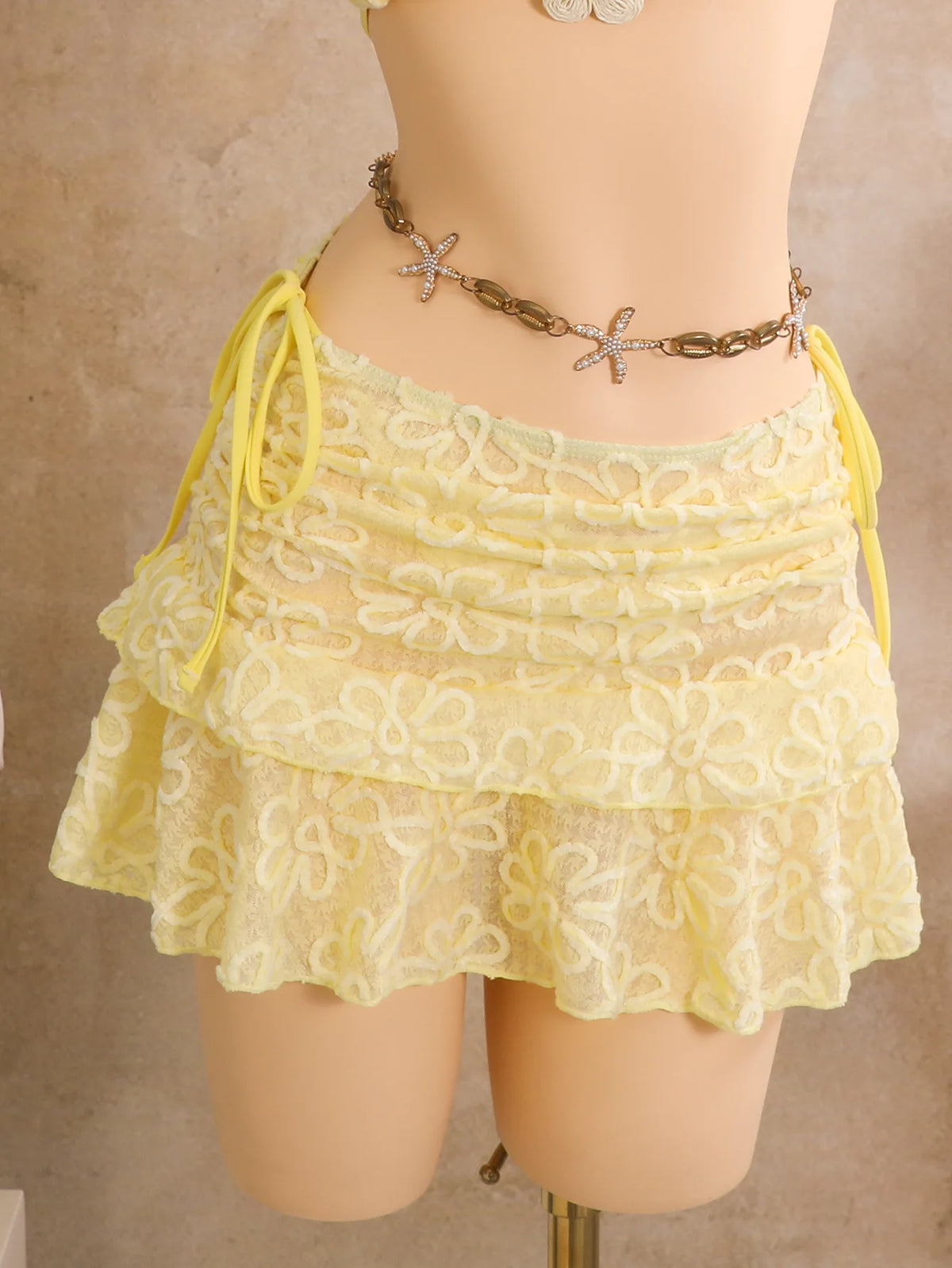 Vintage White Floral Embroidery Bikini Set 2026 Women 3D Flower Push Up Bra Pleate Skirt 3 Piece Swimsuit Bathing Suit Swimwear