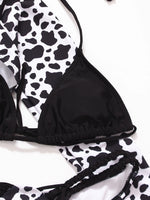 2023 Leopard Print Bikinis 3 Piece Sets Women Sexy Swimwear Female Low Wais Swimsuit Lace Up Micro Bikini Set Beach Bathing Suit