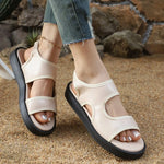 New Fashion Breathable Mesh Round Head Sandals for Women Casual Flat Bottom Roman Style Black Beach Sandalias Femmes