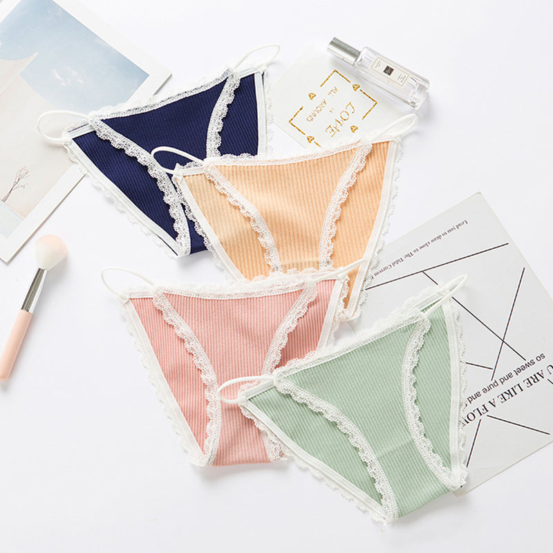 2023 Sexy Women's Panties Breathable Cotton Underwear Sweet Lace Lingerie Cute Female Briefs Comfort Striped Underpants Hot Sale