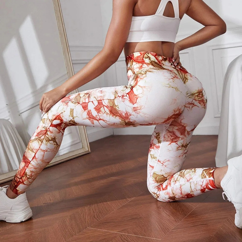 47 Color Marbling Tie-Dye Seamless Yoga Pants Sports Leggings Women Running Fitness High Waist Gym Leggings Women Workout Tights