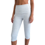 Summer Women Capri Pants Solid Color Foldover Waistband Bodycon Stretch Cropped Pants Lounge Sporty Out Going Leggings