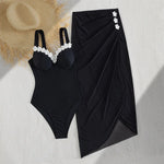 S - XL New 3D Flowers With Skirt Underwired Women Swimwear One Piece Swimsuit Female High Cut Leg Bather Bathing Suit Swim V7865