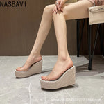 NASBAVI Summer Fashion PVC Jelly Wedges Platform Women's Slippers Sandals Casual Shoes Size 34-40