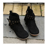 Vintage Women Boots Suede Ankle Boots Fringe Women Shoes Winter Boots Women Side Zipper Casual Shoes Ladies Snow Boot