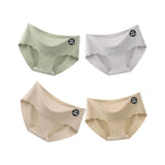 4Pcs/Set Ice Silk Panties Women Low-Waist Stretch Briefs Female Underpants Sexy Lingerie Solid Color Invisible Intimates M-XL