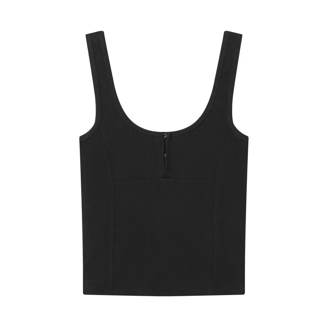 Women's Casual Fashion Strap Simple Versatile Round Neck Camisole Top Fashion Style Backless Deep V Sleeveless top elegant WBG2