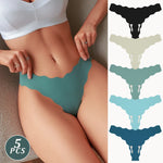 5Pcs Seamless Full-Body Fan-Shaped Wave Decorative Briefs Sexy Thongs Comfortable Breathable Stretch Underwear Women's Lingerie