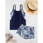 Summer Two Pieces Swimsuits Woman Print Swimwear Female Tankini Sets Beachwear High Waisted Bathing Suit Sports Women Bathers