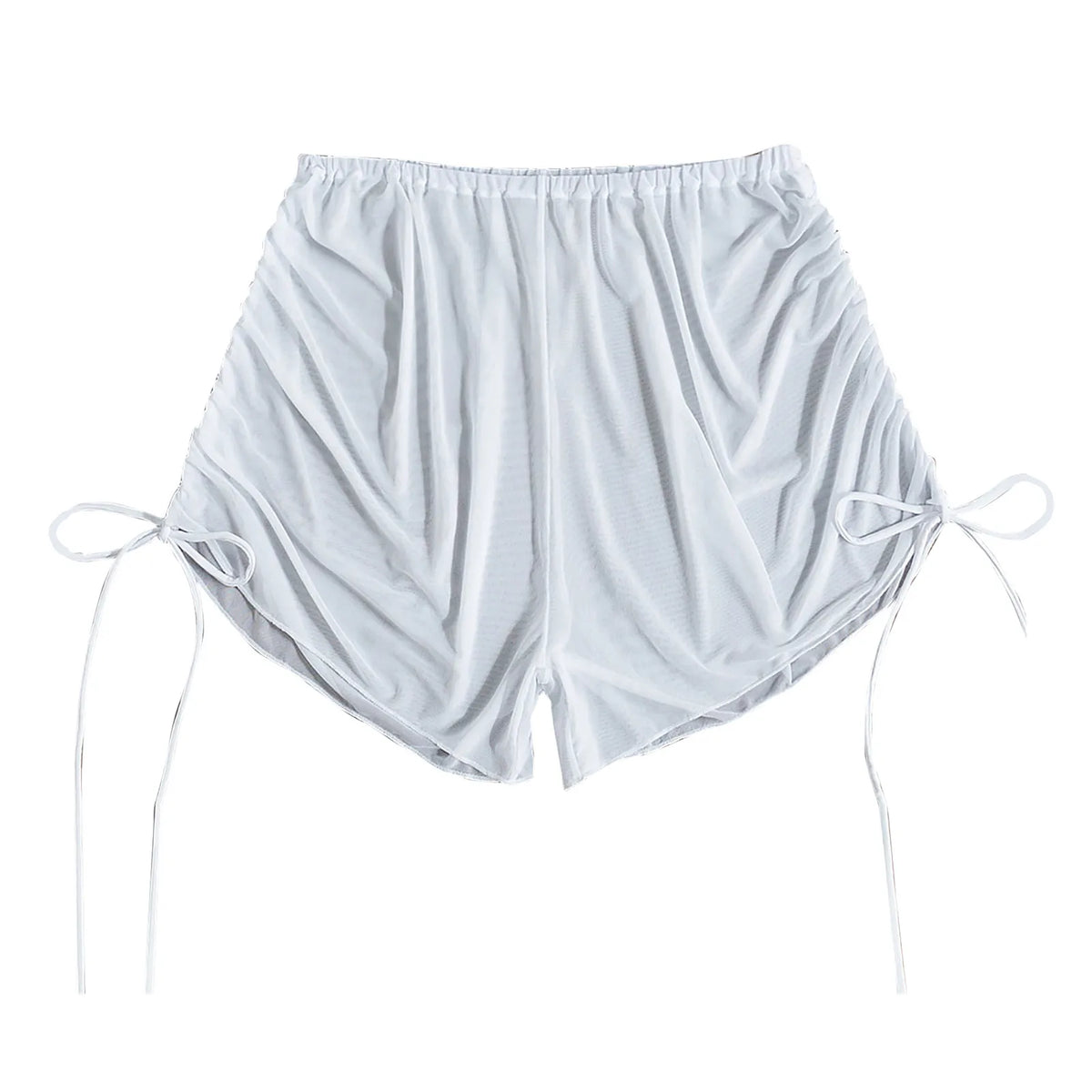 Women Summer Sexy Beach Swimming Shorts High Waist Mesh Sheer Elastic Bikini Bottom White Black Transaparent Cover Up Beachwear
