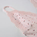 Women's Floral Lace Camisole and Shorts Pajama Set V Neck Cami Top & Lace Trim Sleepwear Loungewear Two Piece Set