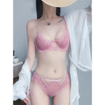 Sexy Lace Bra Set Large Breasts Ultra Thin Full Coverage Push Up Effect Big Cup Supporr Detachable Straps Pure Sensual Underwear
