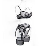 Toucheart Erotic Lingerie Comfortable Mesh Sexy Body Shaping Ultra-thin See-through Sexy Underwear Four-piece Set with Stockings