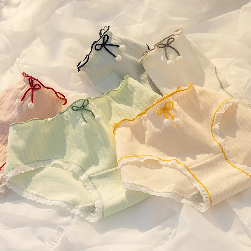 Cotton Panties Underwear Lovely Comfort Briefs Panty Female Low Rise Solid Color Student Briefs