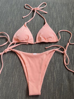 Sexy Brown Bikini 2026 Women Solid Red Halter Push Up Bra Tie Side Triangle Swimsuit Summer Bathing Suit Lace Up Micro Swimwear