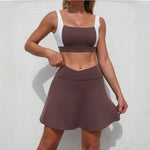Women's Seamless Yoga Set Bra Short-skirt 2 Piece Set Slim Fit High Waist Beautiful Back Tracksuit Sports Running Fitness Suit