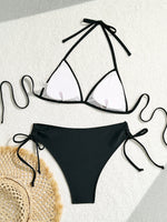 Women's Rainbow Color Bikini Set Sexy Beach Vacation Backless 2 Piece Swimsuit 2024 Summer Bathing Suit Bra Push Up Swimwear