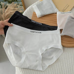 1 Pack Women's Ribbed Mid-Rise Panties Simple Letter Waistband Underwear 5 Colors Briefs Soft Breathable Comfort Fit Lingerie