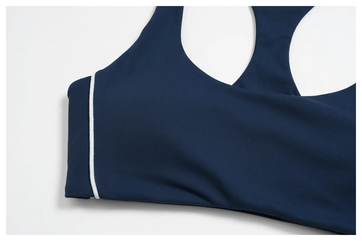 Quick Drying Shaved Tight Yoga Suit for Women Color Contrast Slim Sports Bra High Waist Shorts Running Fitness Suits Tracksuit