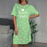 Women's Nightgown Casual Print Nightshirt Polka Dot Short Round-Neck Sleeve Loose Sleepwear Nightdress Summer Pajama