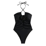 2024 3D Flower Swimsuit One Piece Slim Vintage Swimwear Women Sexy Bathers Bathing Swimming Swim Suit Female Beachwear White