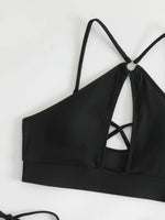 2026 Sexy Orange Bikini Hollow Out Push Up Two-Piece Swimsuit Women Halter Bandage Backless Thong Swimwear Summer Beachwear New