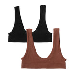 Women Crop Top Sports Seamless Underwear Female Tube Tops Deep U Bralette Ribbed Sexy Lingerie Intimates 2PCS Tube Bras