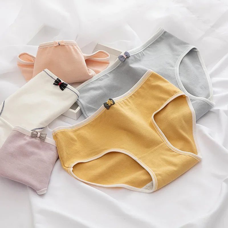 1Pc Women's Underwear Cotton Panties Comfort Briefs Low Waist Seamless Underpants Solid Color Lingerie
