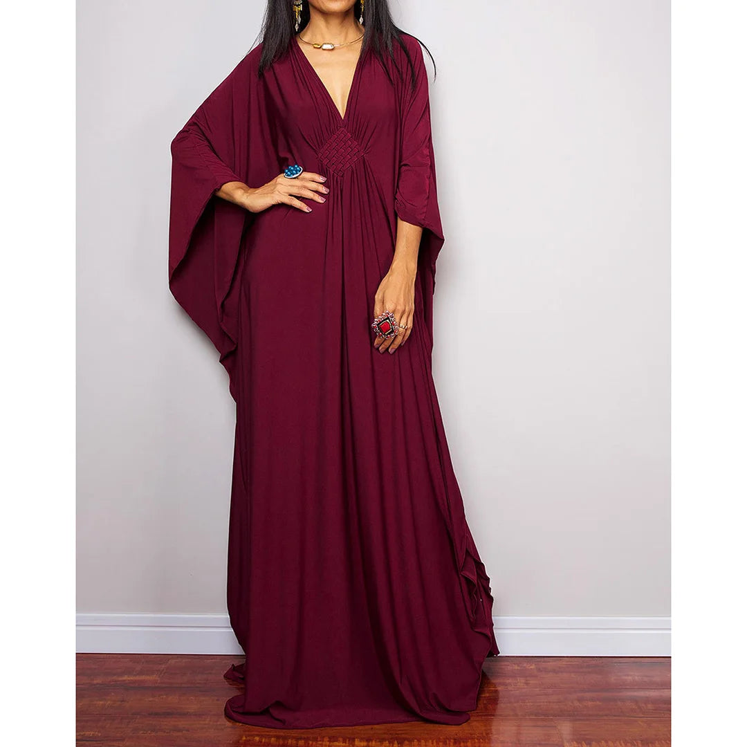 Greek Goddess Long Dress Batwing Sleeve Tunic Beach Cover Up Cover-ups Beach Dress Beach Wear Beachwear Kaftan Maxi Dress V4427