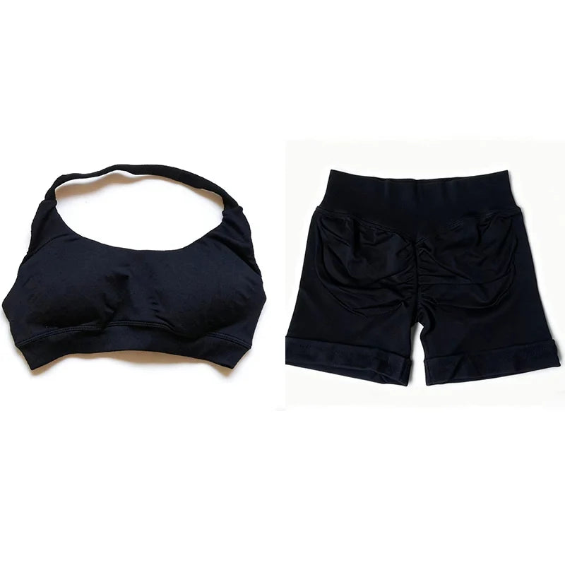 2 Pieces Gym Set Sports Suit Women Sports Bra Yoga Shorts Fitness Suit Gym Sets Seamless Workout Outfits Yoga Set Sportswear
