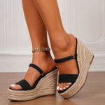 Big Size 43 Summer Mules Platform Slides Espadrilles Sandals Women 11.5 Super High Heels Wedges Shoes Comfy Walk Outdoor Slipper
