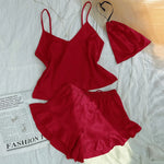 Women's Silk Comfortable Strap Sleepwear Thin Vest Shorts Home Clothes Set Sexy Sleepwear Breathable Lightweight Nightgown
