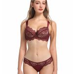 Europe Sexy Lace Embroidery Women Lingerie Set French Thin Cup Push Up Bra SummerBreathable Plus Size D Cup Underwear Bra Sets