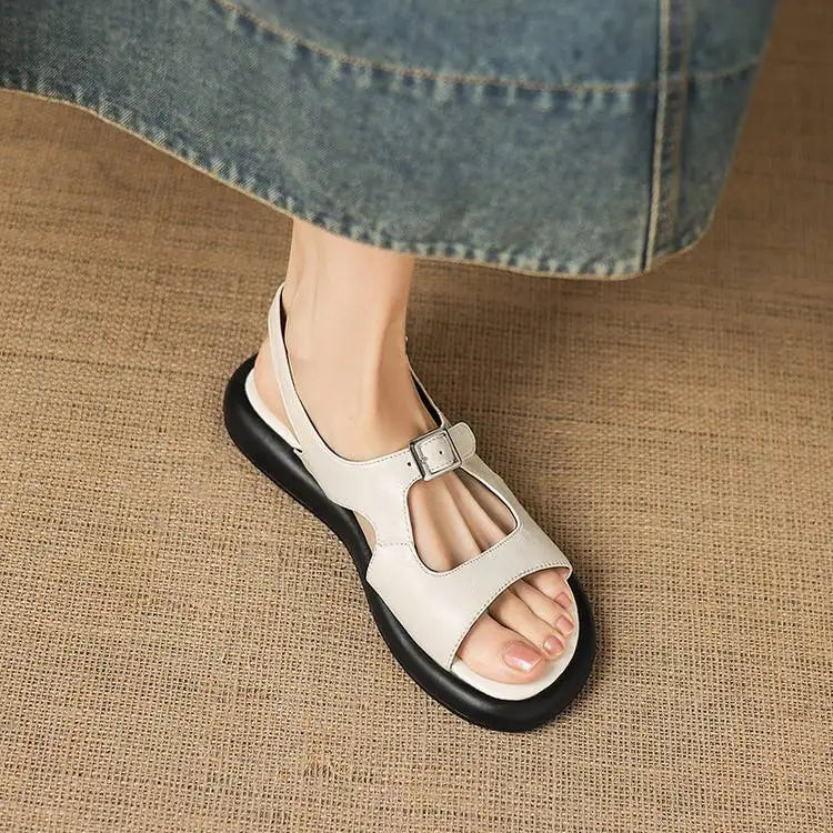 Spring and Summer New Model Fashion Low Heel Women's Shoes Fish Mouth Open-toe Buckle Casual Student Women's Sandals High 2.5cm