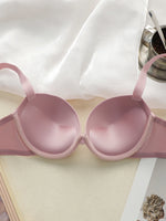 Pink Women Set Solid color daily lingerie set push up bra comfortable close fitting lingerie set Small chest appears larger 2051