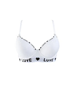 Ribbed Underwire Push Up Bra for Women Letter Trim Wide Side Support Comfortable Daily Lingerie