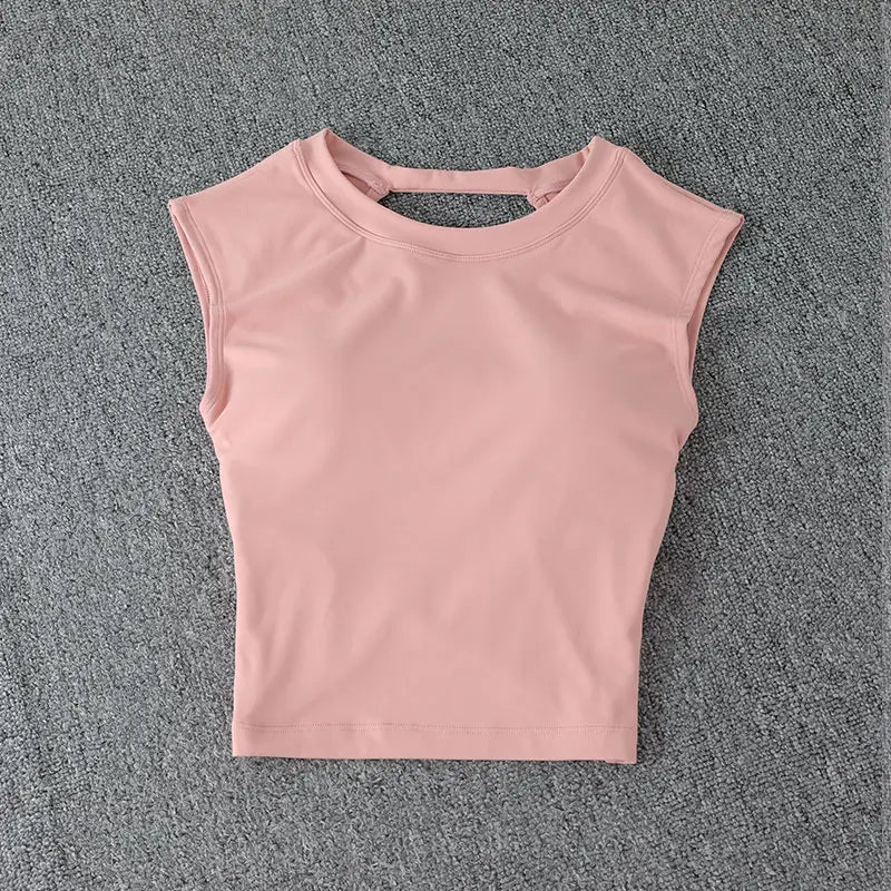 Summer Sexy Short Backless Sports T-Shirt Women's Tight Training Long Sleeve Yoga Top Fixed Chest Pad Fitness Vest