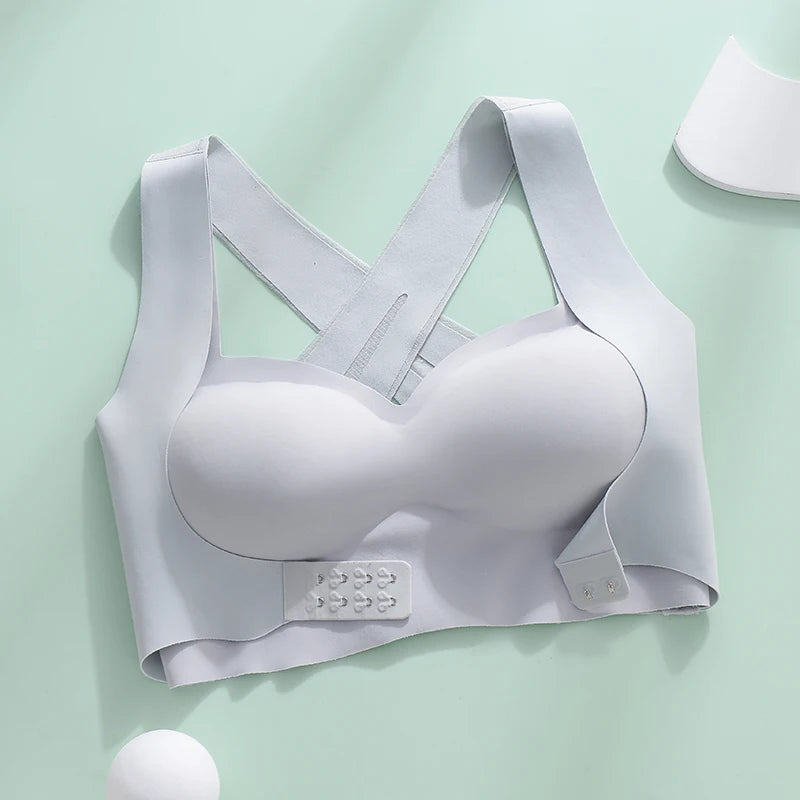 M-6XL Vest Women Seamless Underwear 2 In 1 Solid Adjustable Underwireless Bra Front Buckle Sexy Latex Shapers Humpback Corrected
