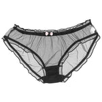 Lolita Mesh Panties Sexy Lace Briefs for Women Transparent Underwear Summer Bow Briefs Girl Low Waist Underpants Ruffle Lingerie