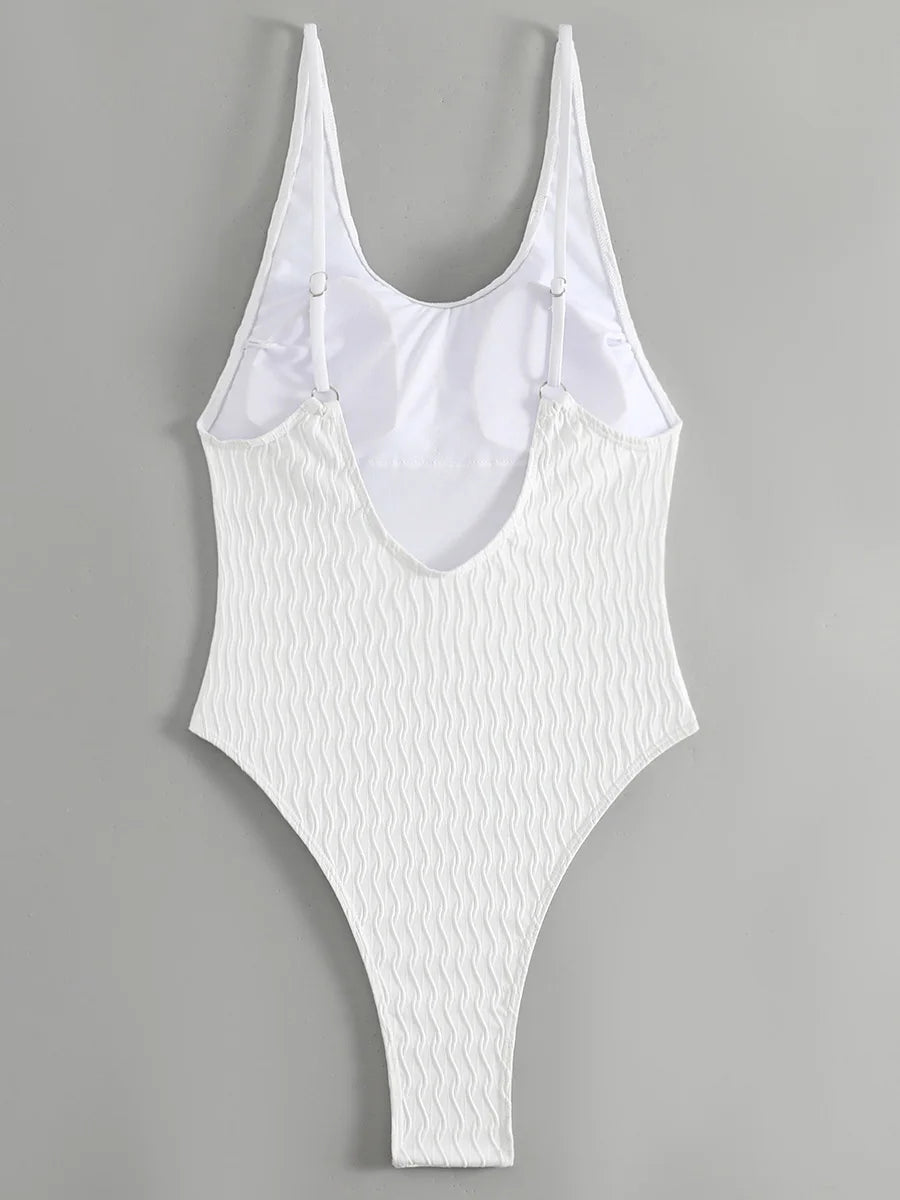 2025 Sexy Backless Striped Women Swimwear One Piece Swimsuit Female monokini High cut Trikini V Neck Bathing Suit Swim Bodysuit