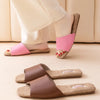 2026 New Breathable Linen Slippers For Women Men Spring Summer House Shoes Soft PU Leather Anti-slip Couples Home Floor Slides